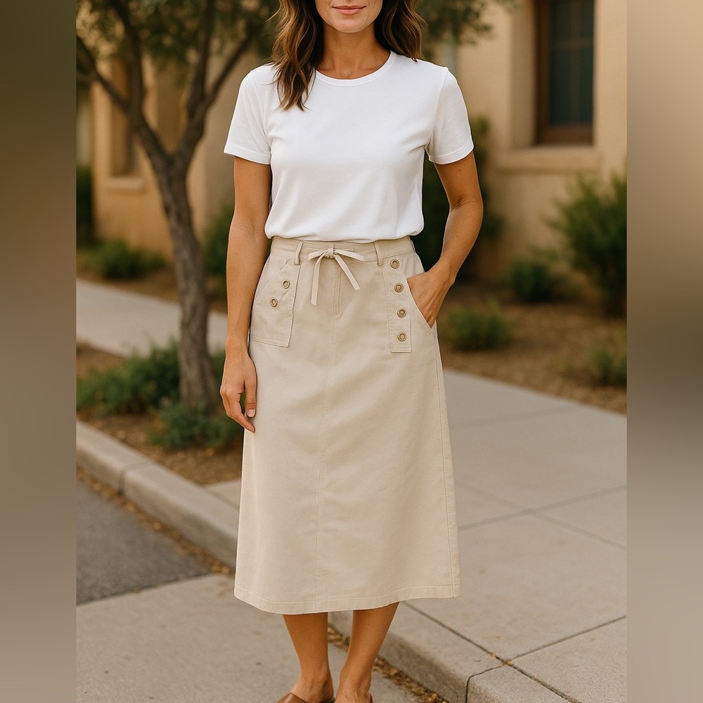 Saverew Chino Khaki Long Skirt